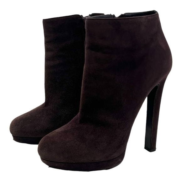 Alexander McQueen Deep Purple Suede High Heel Platform Ankle Booties Women 38 - Picture 2 of 16